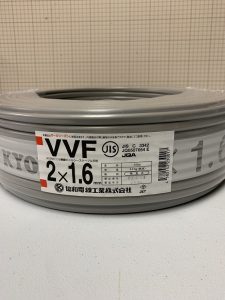 協和電線工業のVVFケーブル（型番：1.6mm×2C×100m）の買取実績