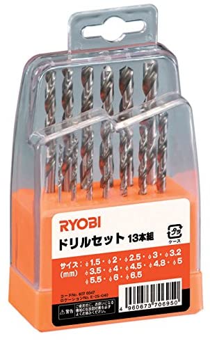 ドリルセット ドライバ用 13本組(鉄工用) 1.5~6.5mm 6076047 (金属・金工)