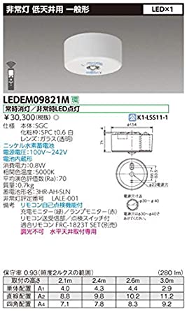 LED 非常用照明器具 直付形 専用形 一般形 9形（低天井用～3ｍ） LEDEM09821M
