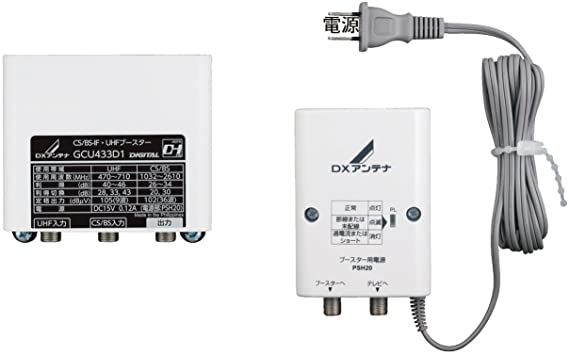 CS／BS-IF・UHF デュアルブースター 家庭用 水平マストに取付可能 GCU433D1