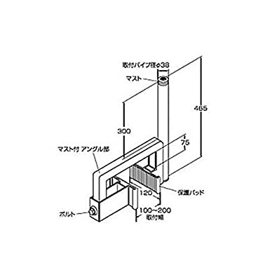 CS・BSアンテナ取付金具 コンクリートフェンス用 CBM-380