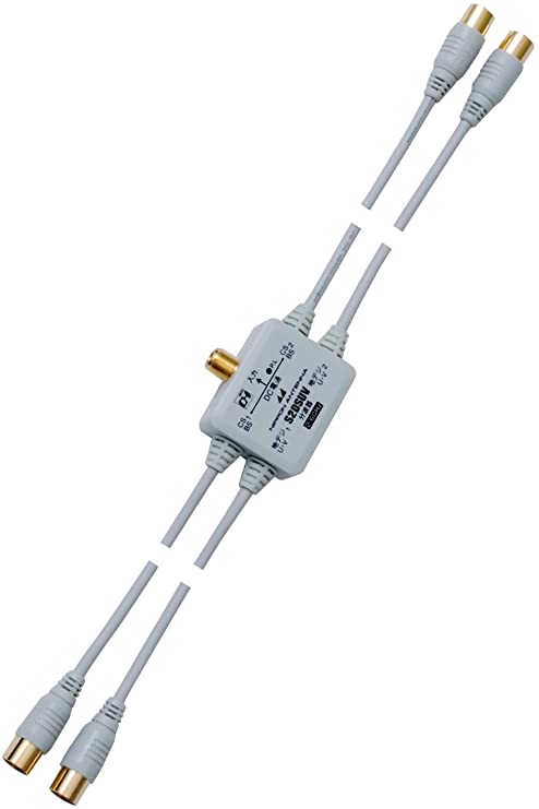 ケーブル付ダブル分波器 出力0.7mケーブル 2.6GHz対応 各BS・CS出力端子-入力端子間通電 S2DSUV