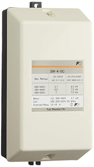 標準形電磁開閉器(ケースカバー付) AC200V SW-4-0C-200V3.7KW-AC200V1A