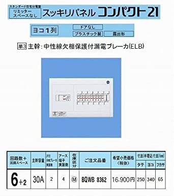 住宅分電盤　BQWB8362