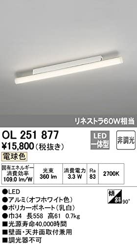 LED一体型ブラケットライト 《SOLID LINE MINIMUM》 壁面・天井面・傾斜面取付兼用 リネストラ60W相当 電球色 OL251877