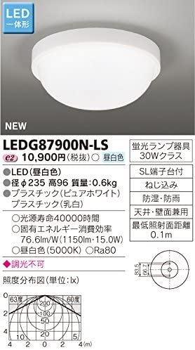 LED一体形アウトドア 軒下シーリングライト 昼白色 30W ブラック 高96