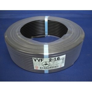 カラーVVFケーブル 1.6mm×2心 100m巻 (黒) VVF1.6mm×2C×100mクロ
