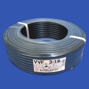 カラーVVFケーブル 1.6mm×3心 100m巻 (黒) VVF1.6mm×3C×100mクロ