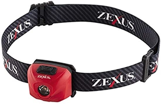 LEDヘッドライト 《ZEXUS Rシリーズ》 320lm 白色 充電可能バッテリー搭載 専用クリップ付 レッド ZX-RR10